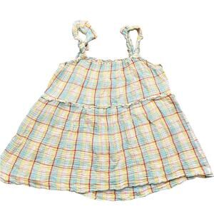 Anthropologie Women Size Medium Yellow Striped 100% Cotton Gauzy Tank Top Blouse